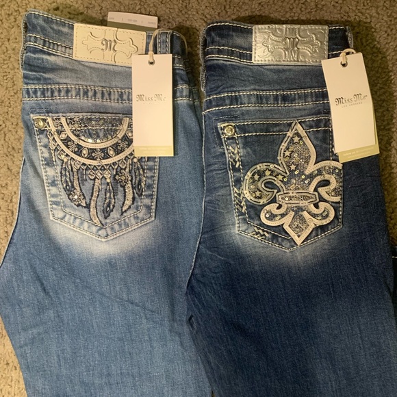 Miss Me Women's Blue Boot Cut Jeans with Embellished Pockets